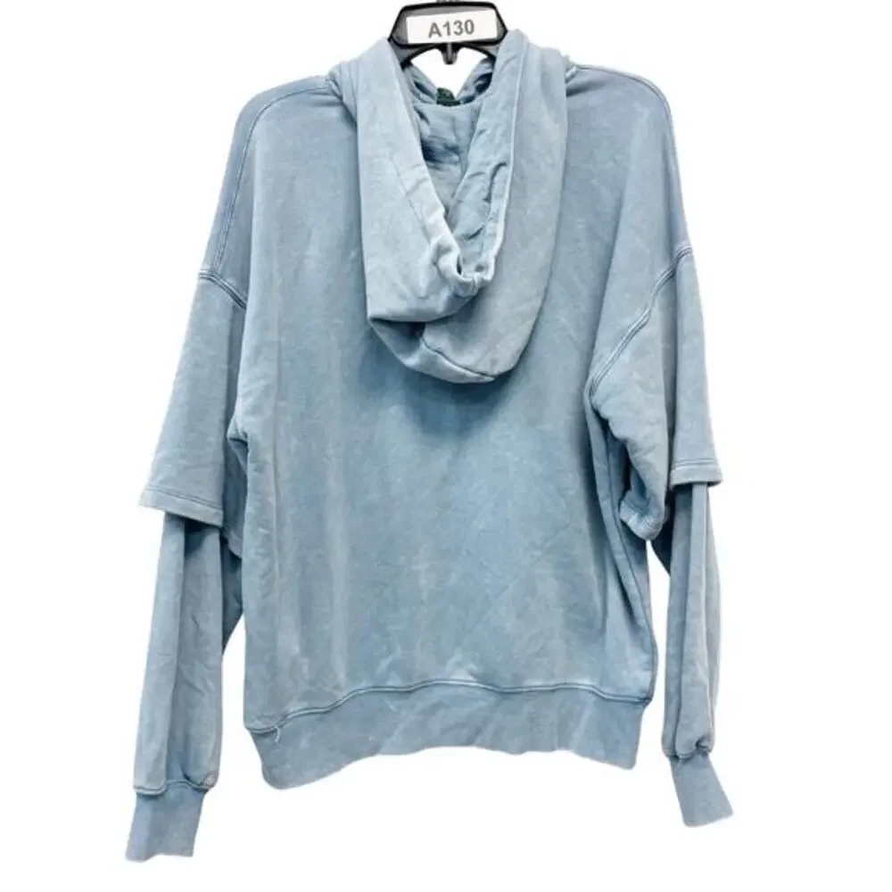 Wild Fable Women's Layered Sleeve Hooded Sweatshirt Blue Size Small - Picture 3 of 6
